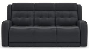 Transitional Power Reclining Sofa with Power Headrest and Storage Console